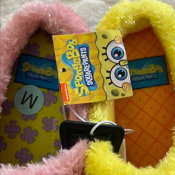 Women’s SpongeBob SquarePants & Patrick Fuzzy Sparkly Slippers - Pink and Yellow - Picture 4 of 10